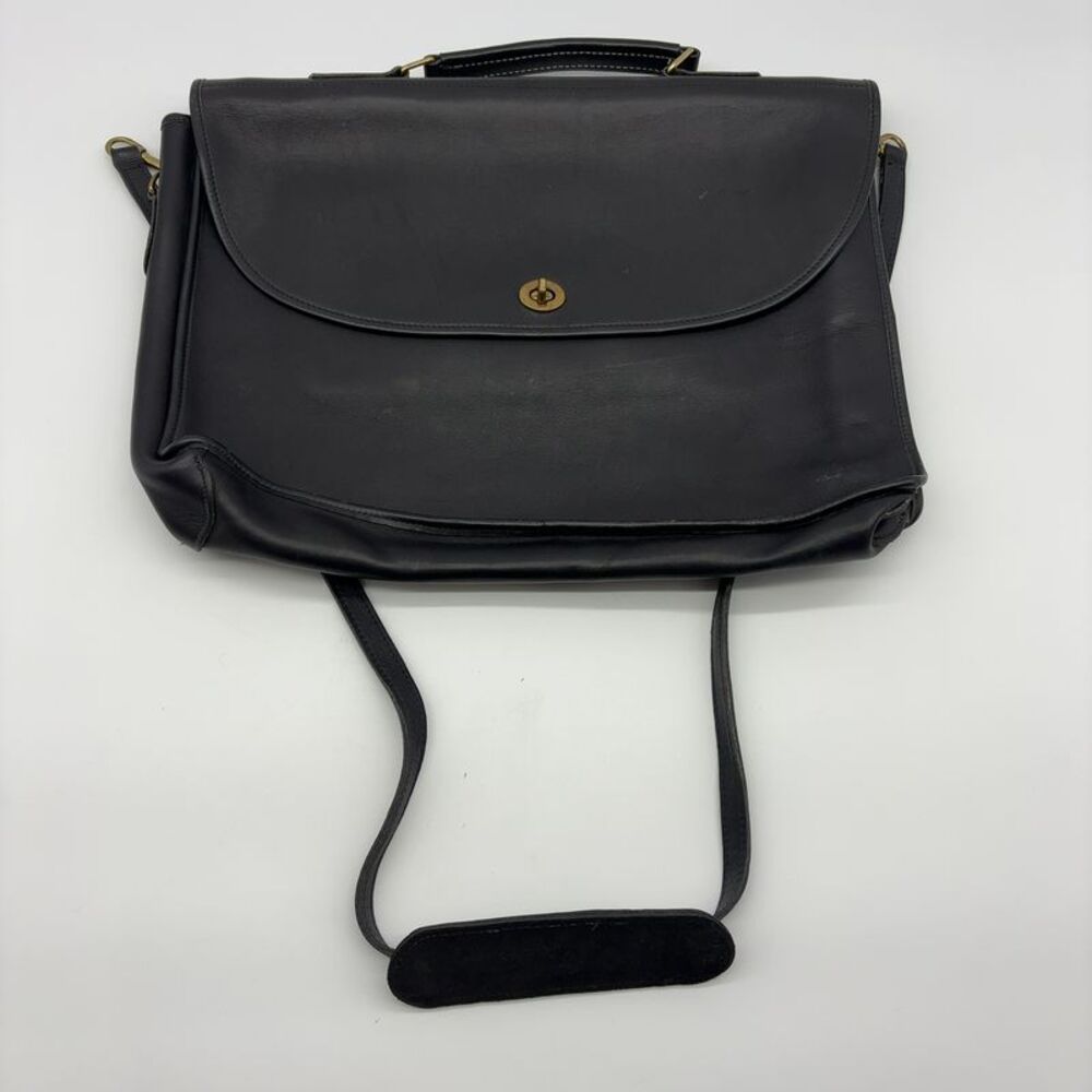 Reve Black Leather Laptop Messenger Bag